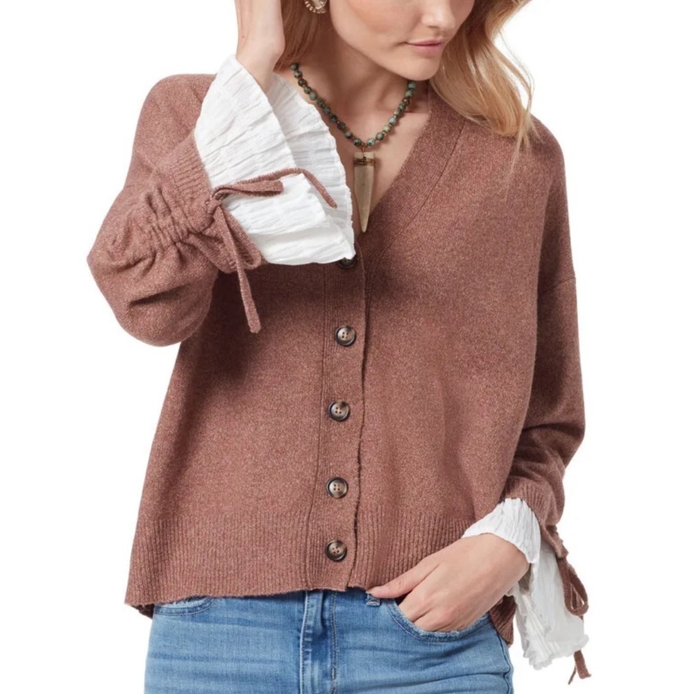 NWT Sam Edelman Women's Autumn Ruffle-Cuff Cardigan Sweater size XS